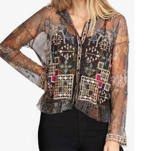Nwt johnny was melbina mesh blouse (slip) in multi